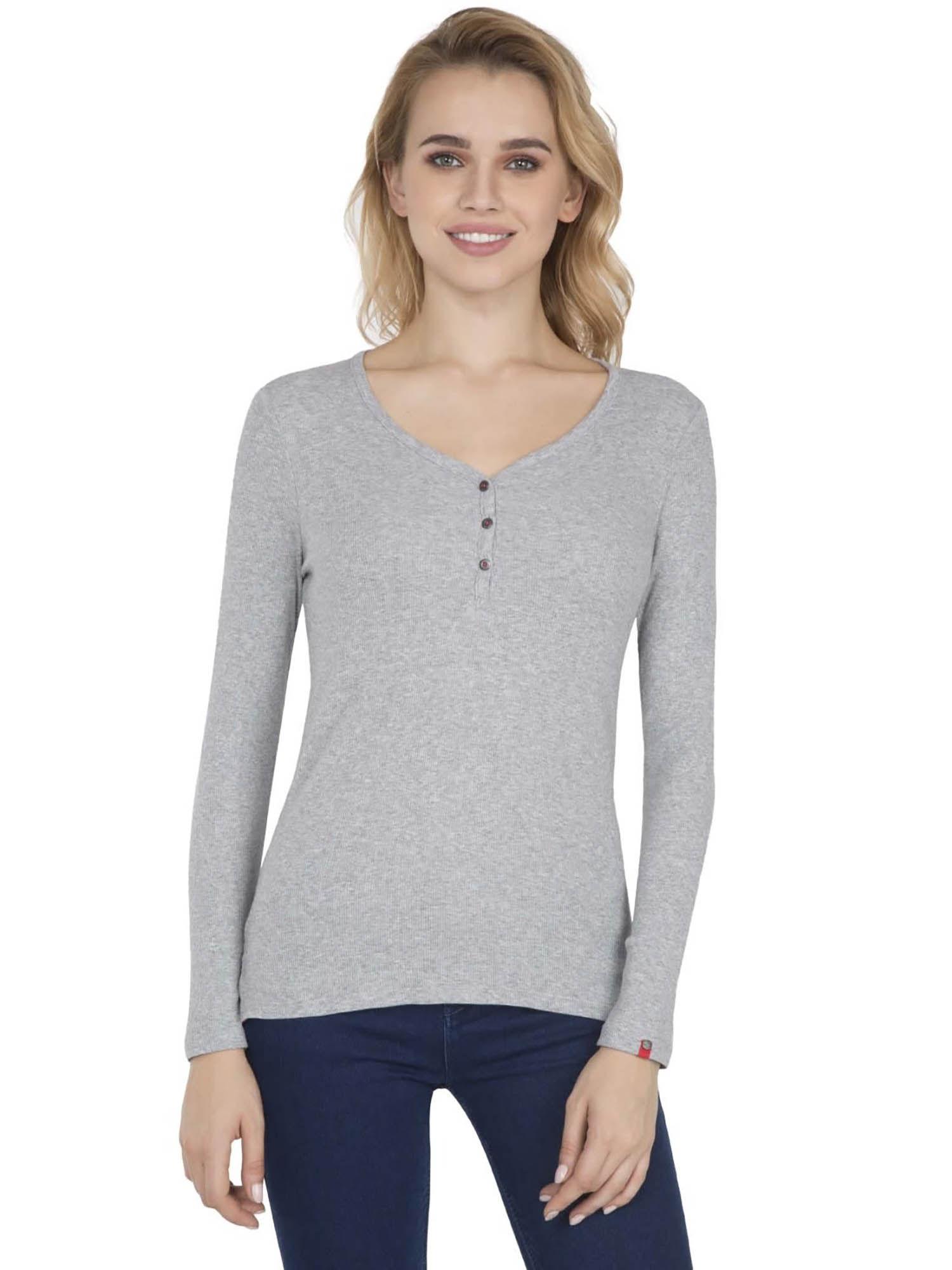 light grey melange full sleeve t-shirt - style number- ul15