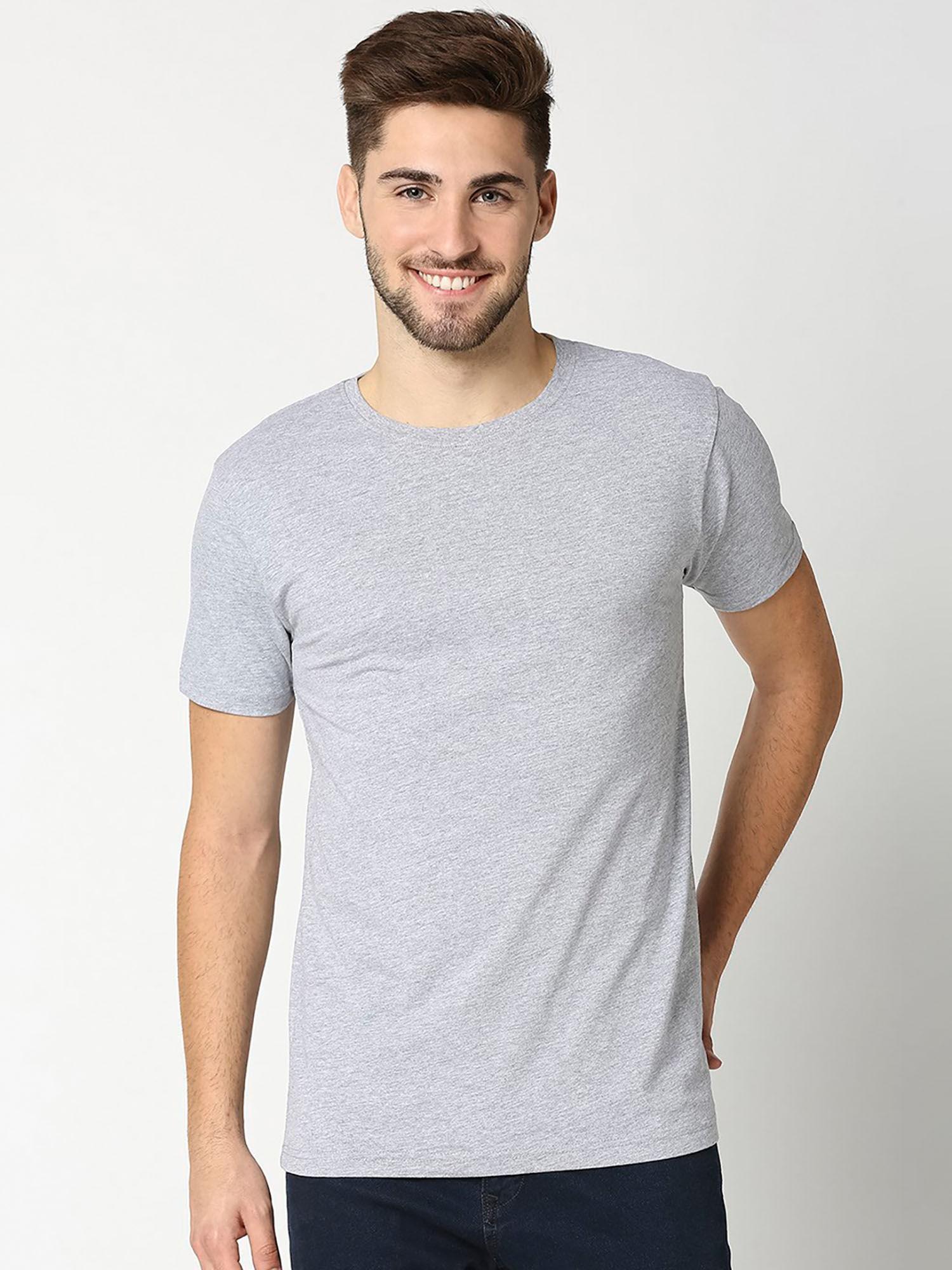 light grey melange half sleeve t-shirt