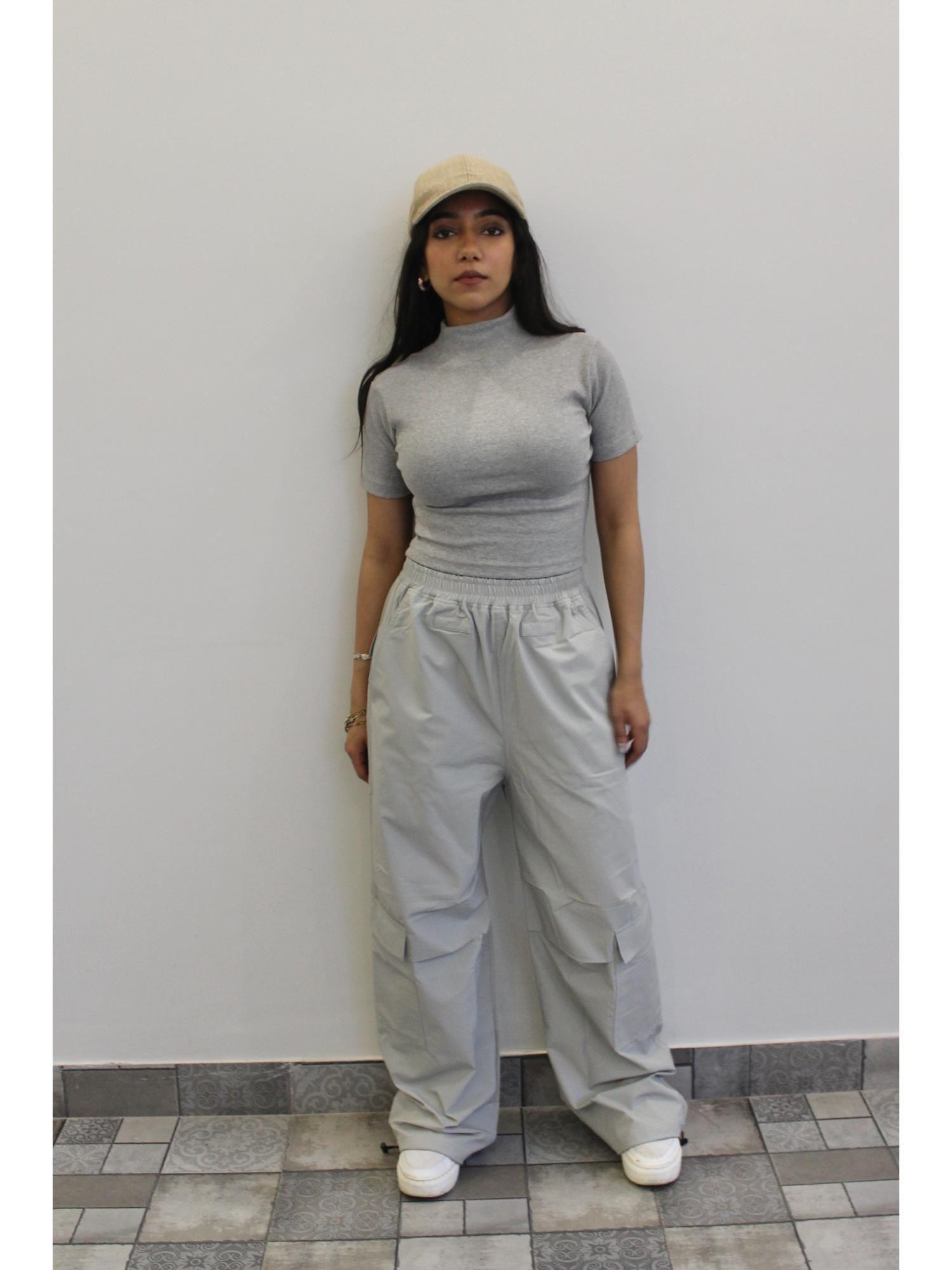 light grey melange parachute cargo co-ord (set of 2)