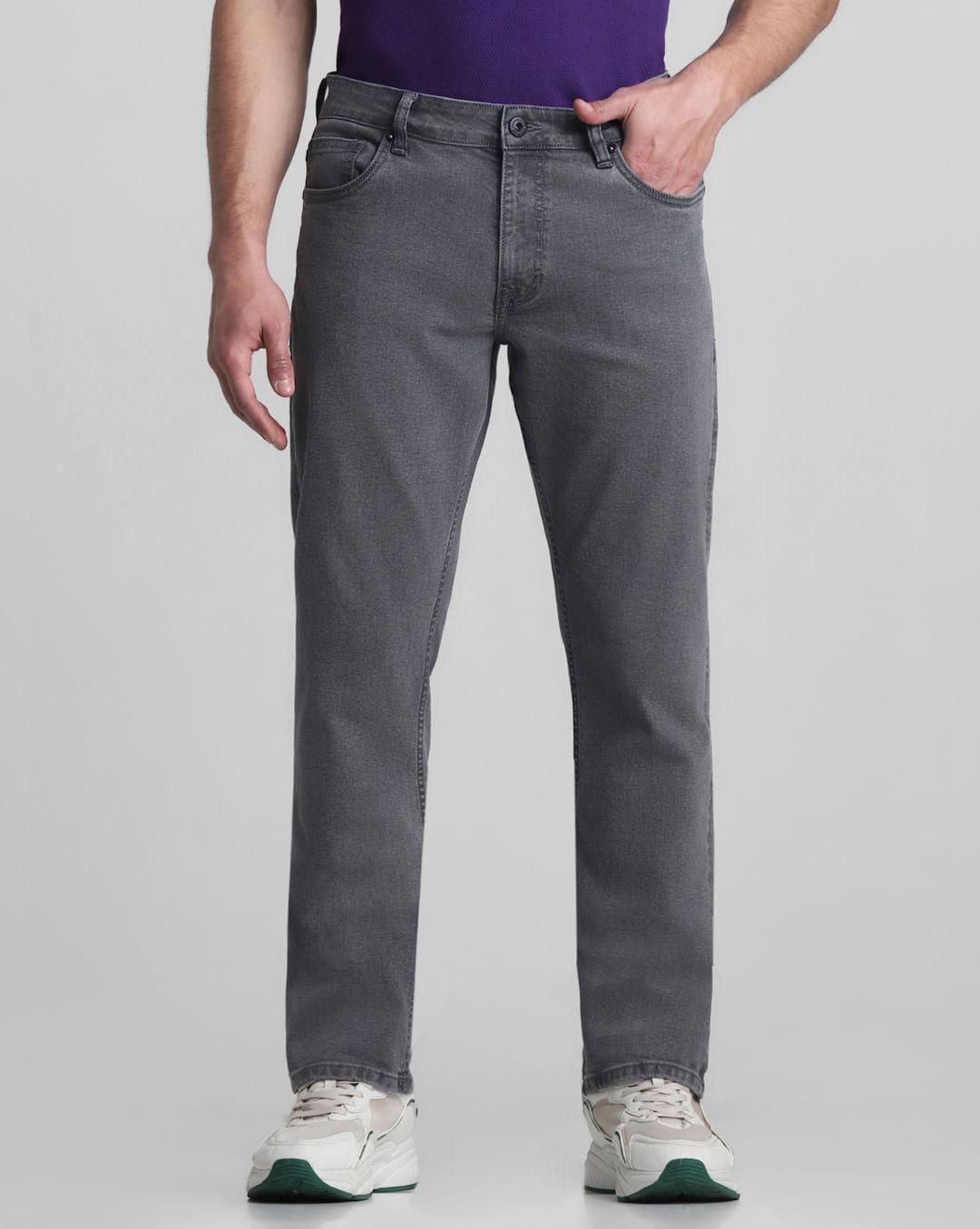 light grey mid rise clark regular fit jeans