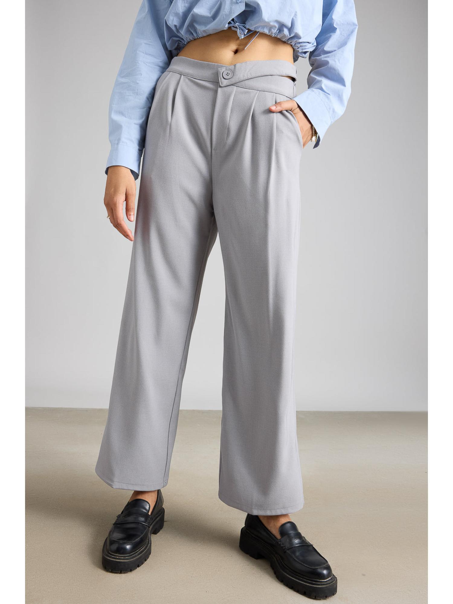 light grey pleated formal korean pants