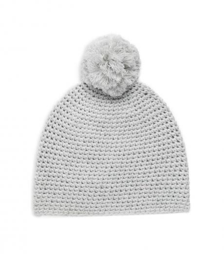 light grey pom-pom beanie hat