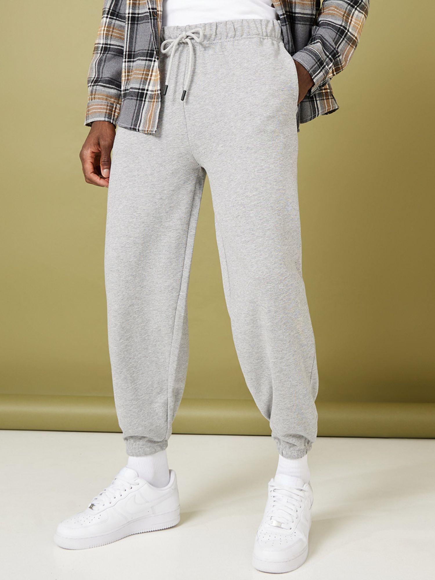 light grey relaxed fit jogger with elasticated cuff detail