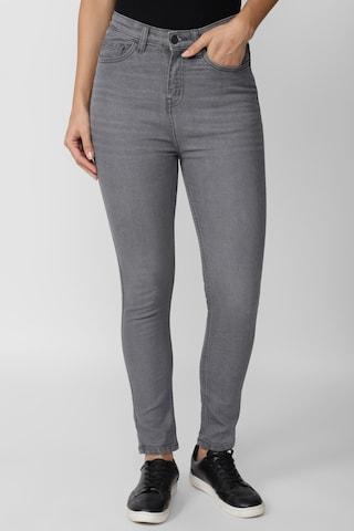 light grey solid ankle-length casual women super slim fit jeans