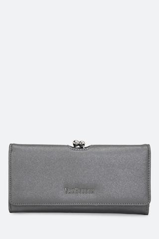 light grey solid casual leather women clutch