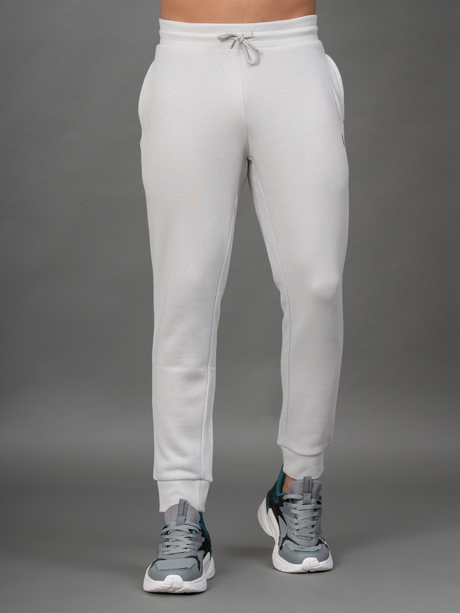 light grey solid cotton poly fleece men's joggers