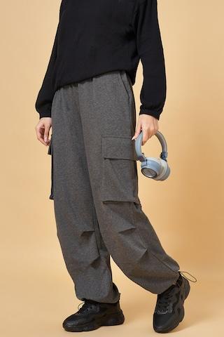 light grey solid full length  casual women jogger fit  jogger pants