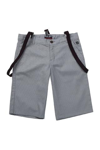 light grey textured knee length casual boys regular fit shorts