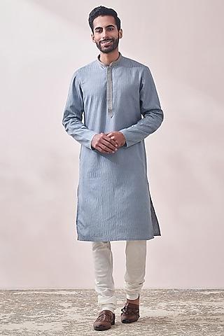light grey viscose & jacquard embroidered kurta set