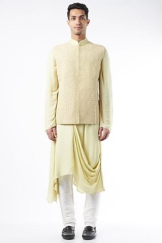 light lime cords embroidered nehru jacket