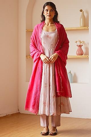 light mauve printed anarkali set