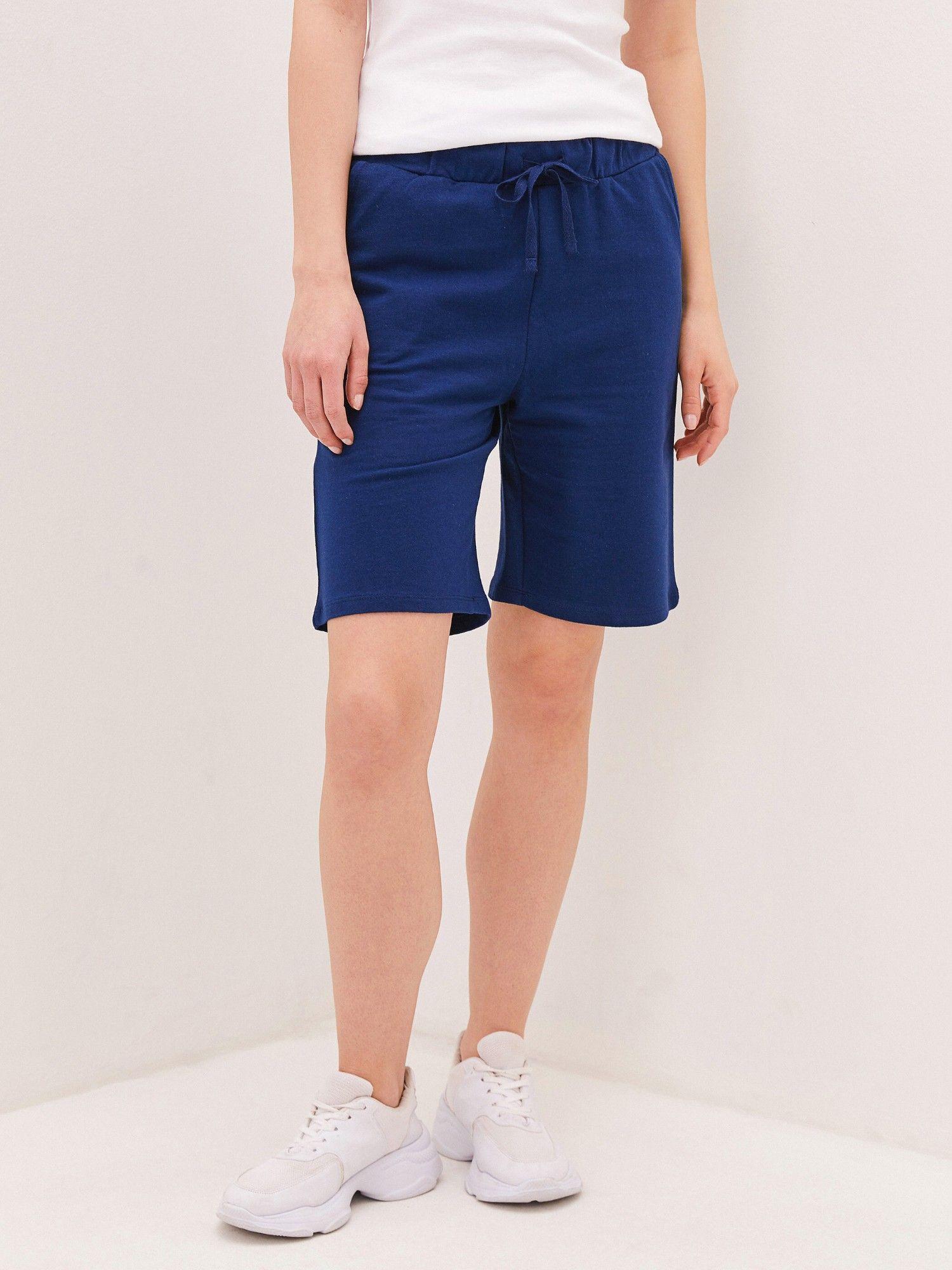 light navy solid casual shorts