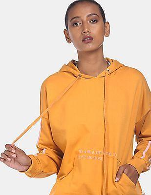 light ochre drop shoulder hooded sweatshirt