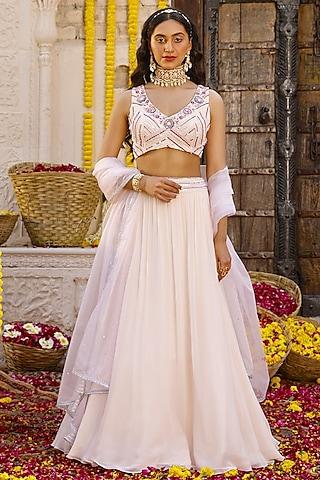 light peach georgette lehenga set