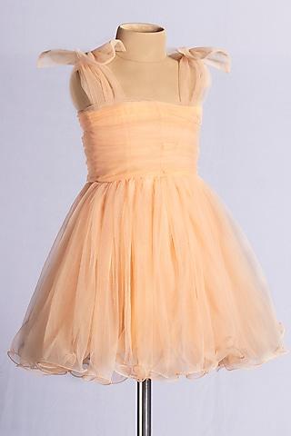light peach net mini dress for girls