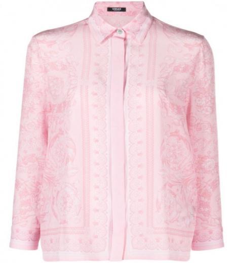 light pink barocco print crepe de chine shirt