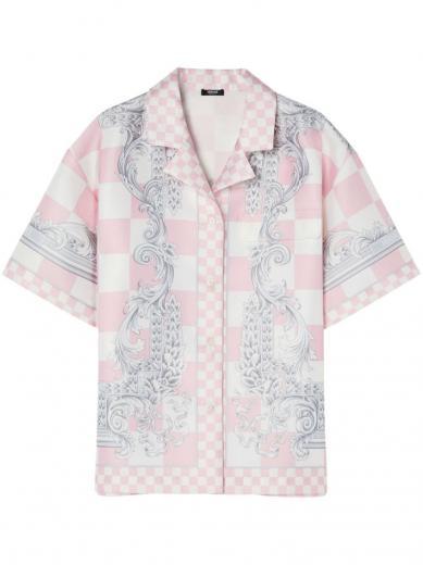 light pink check print shirt