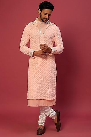 light pink chikankari kurta set