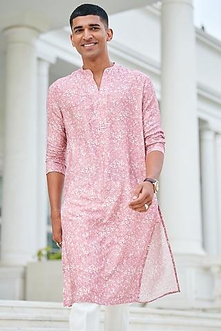 light pink cotton printed kurta