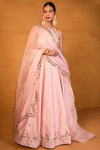 light pink embellished anarkali set