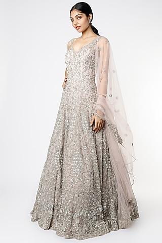 light pink embellished gown with dupatta