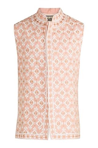 light pink embroidered bundi jacket