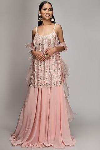 light pink embroidered gharara set