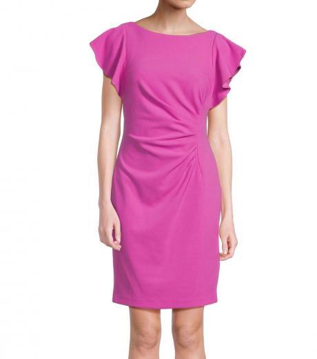light pink flutter mini sheath dress
