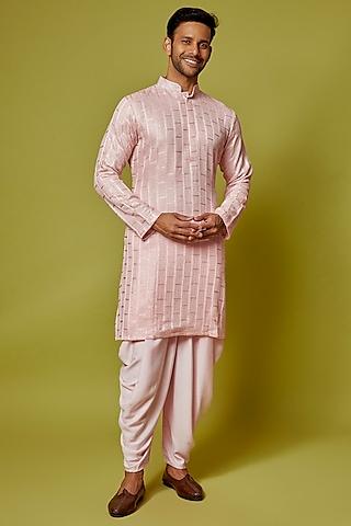 light pink georgette embroidered kurta set