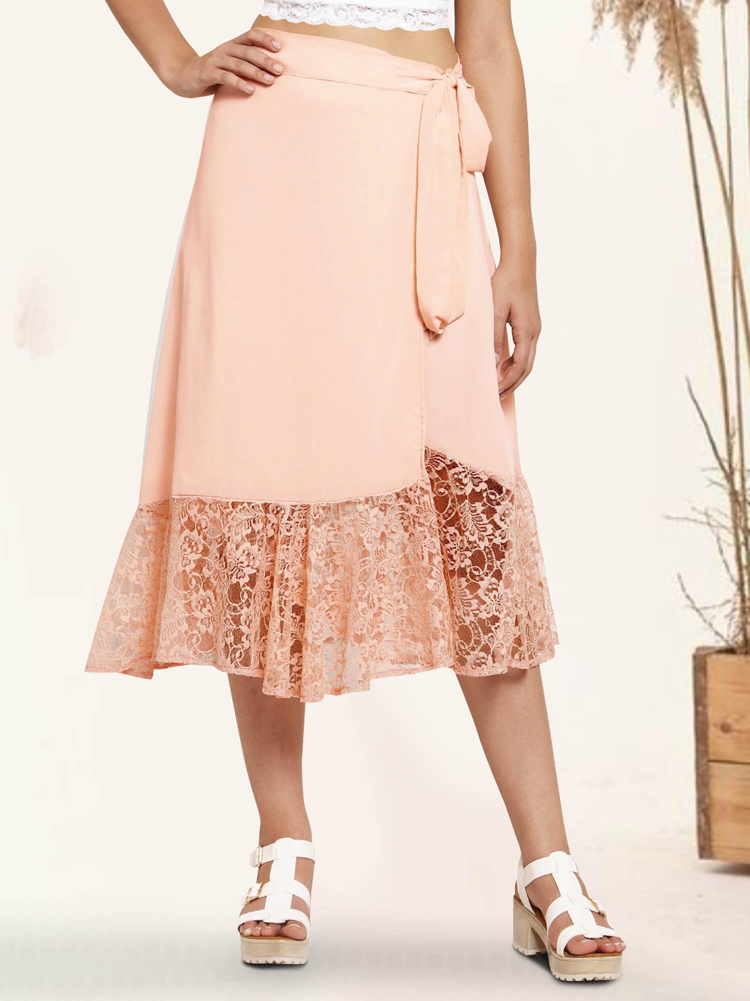 light pink lace wrap skirt