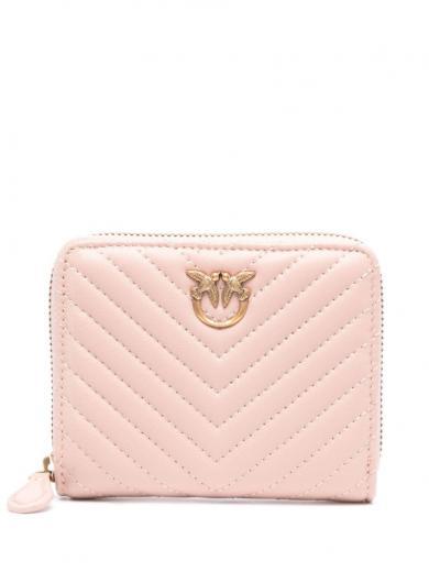 light pink logo quilted wallet