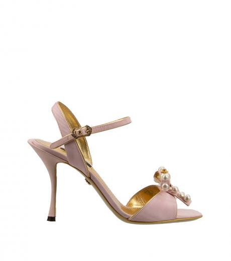 light pink pearl ribbon heels