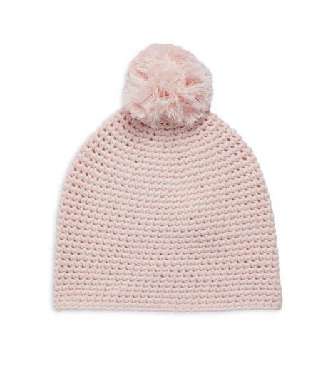 light pink pom pom beanie hat