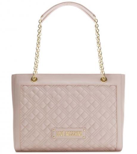 light pink quilted large tote