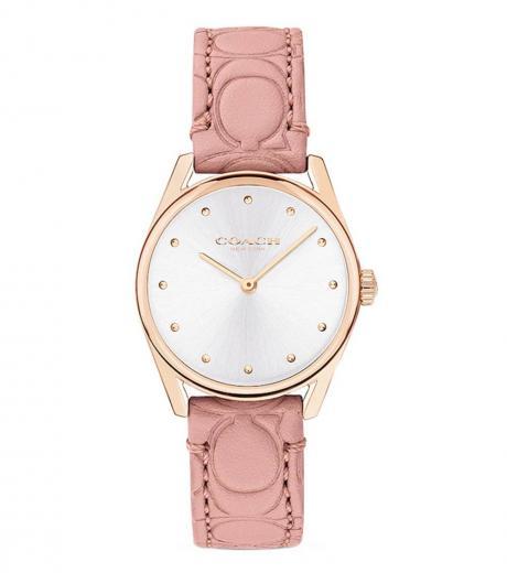 light pink signature strap watch