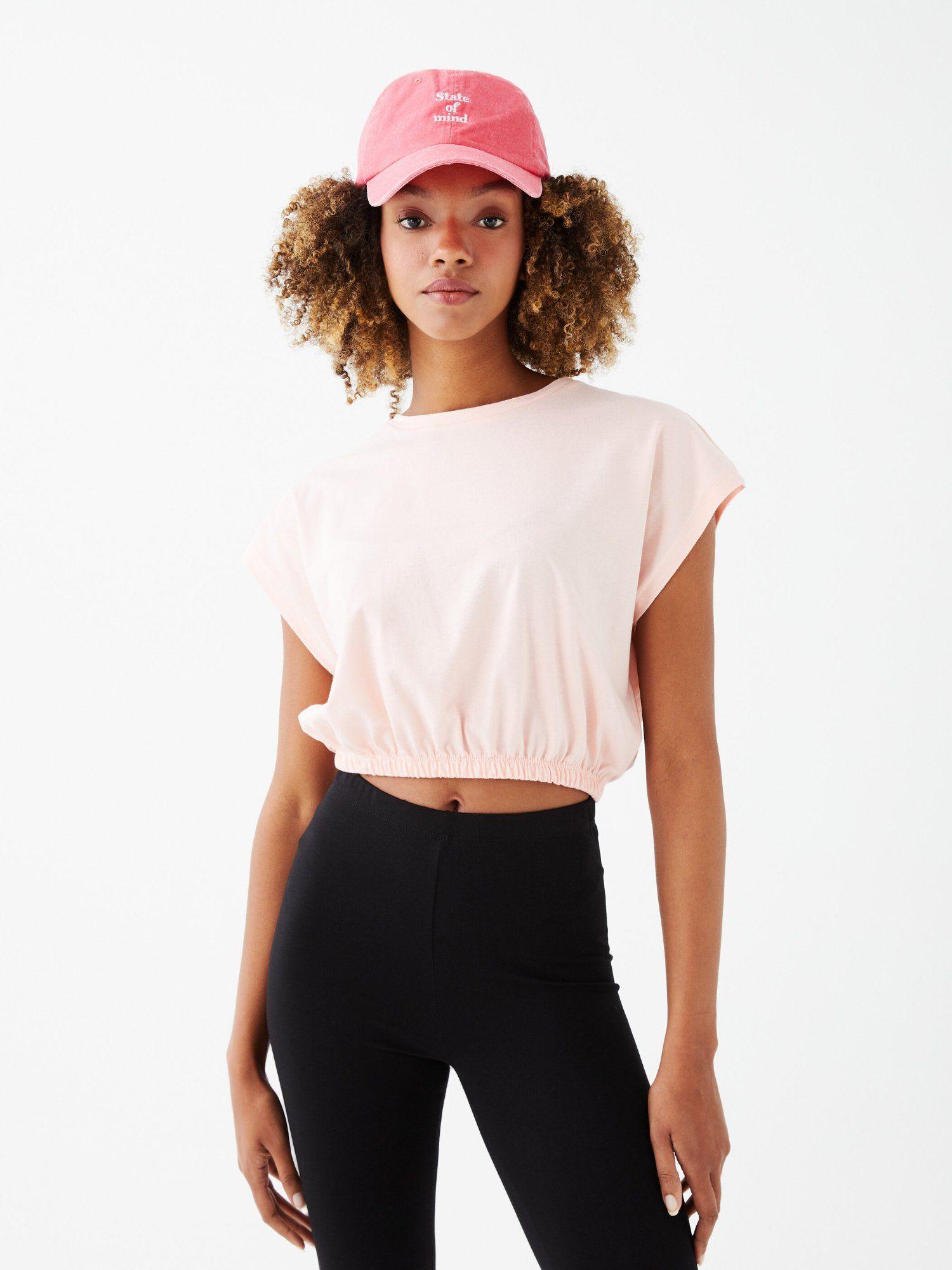 light pink solid elasticated top