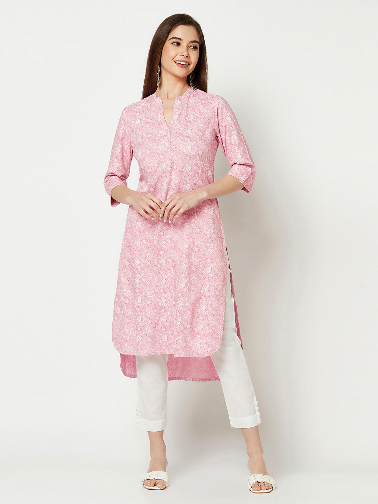 light pink straight kurta