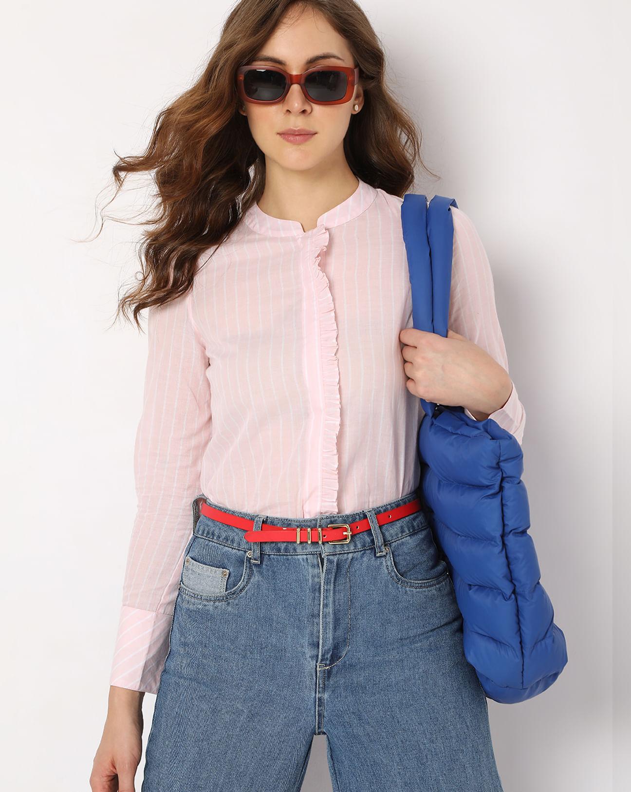 light pink striped shirt