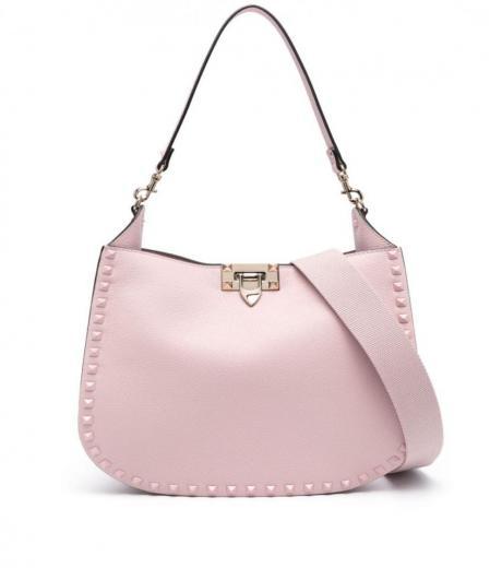light pink stud leather shoulder bag