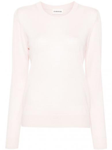 light pink wool-silk blend ribbed sweater