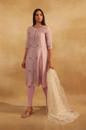 light purple a-line shatung kurta