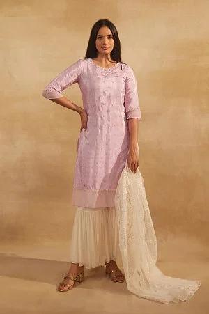 light purple embroidered kurta