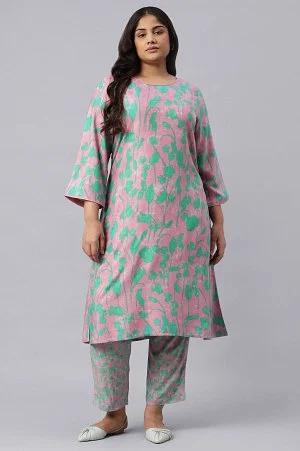 light purple floral print plus size kurta