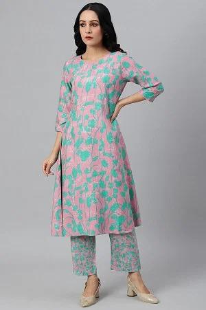 light purple floral print straight kurta