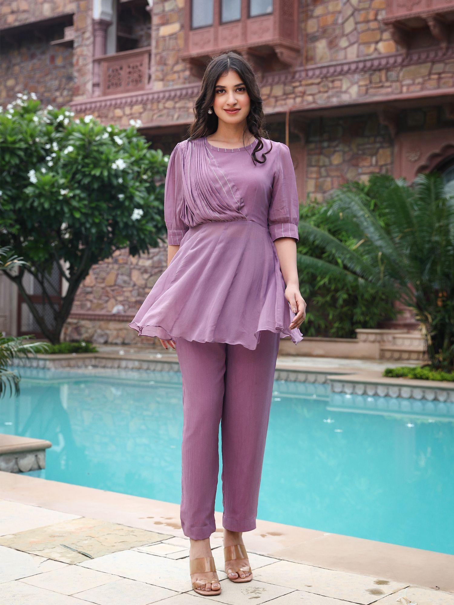 light purple georgette and lurex co-ord (set of 2)