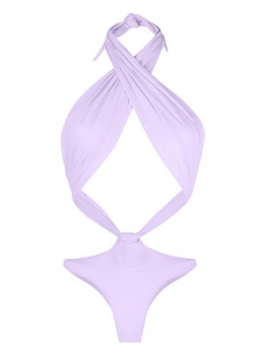 light purple halter neck trikini