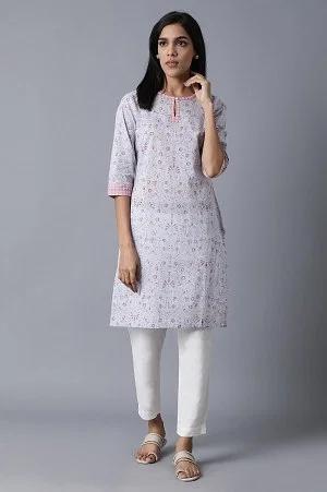 light purple printed kurta