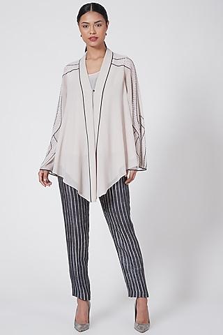 light taupe embroidered asymmetrical top
