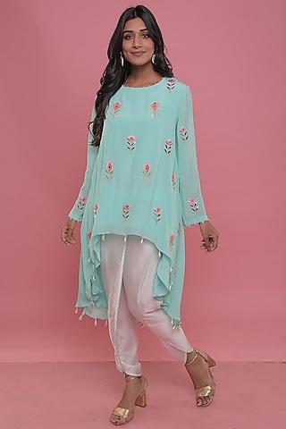 light turquoise embroidered tunic set