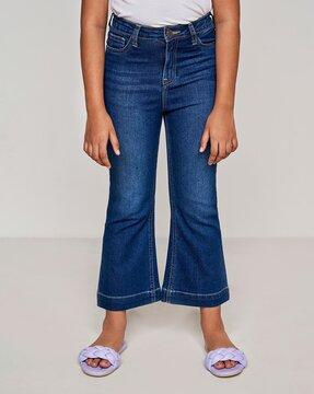 light-wash bootcut jeans